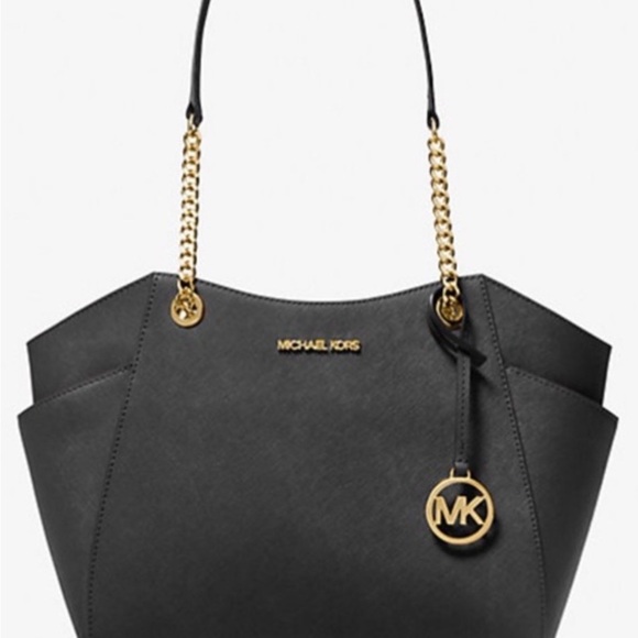 Michael Kors Handbags - Michael Kors Black Shoulder Bag w/Gold Accents/ Jet Set Tote MK, Authentic New